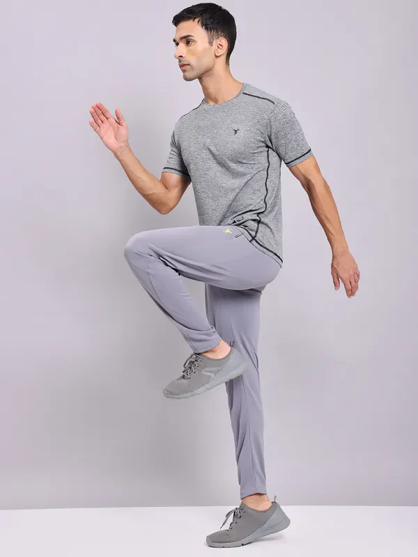 Men Solid Slim Fit Crew Neck T-shirt with DOUBLE COOL - Image 4
