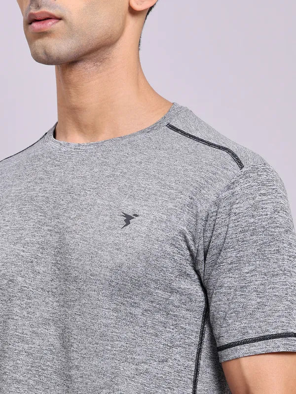 Men Solid Slim Fit Crew Neck T-shirt with DOUBLE COOL - Image 5