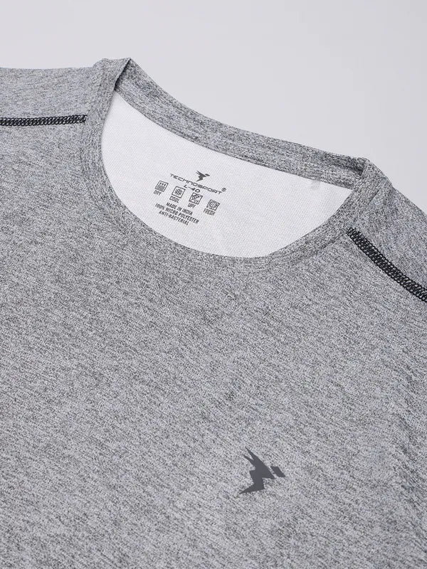 Men Solid Slim Fit Crew Neck T-shirt with DOUBLE COOL - Image 8