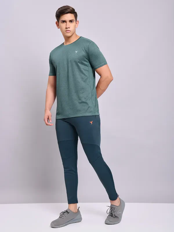 Men Solid Slim Fit Crew Neck T-shirt with DOUBLE COOL - Image 4
