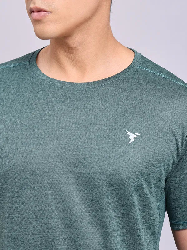 Men Solid Slim Fit Crew Neck T-shirt with DOUBLE COOL - Image 5