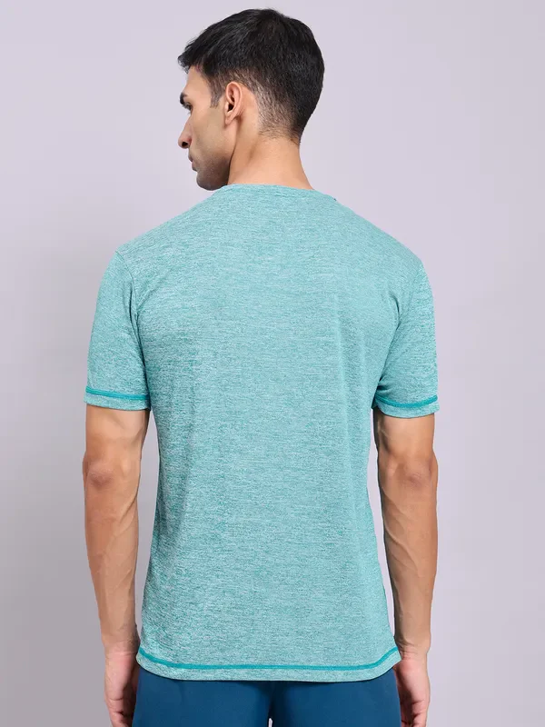 Men Solid Slim Fit Crew Neck T-shirt with DOUBLE COOL - Image 3