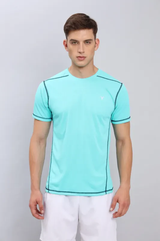 Men Solid Slim Fit Crew Neck T-shirt with TECHNO COOL+