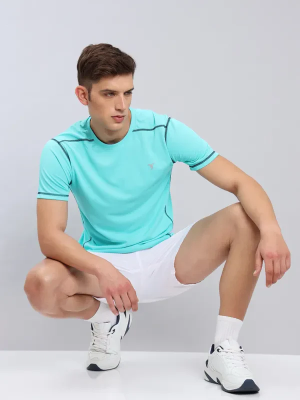 Men Solid Slim Fit Crew Neck T-shirt with TECHNO COOL+ - Image 3