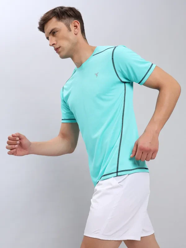 Men Solid Slim Fit Crew Neck T-shirt with TECHNO COOL+ - Image 6