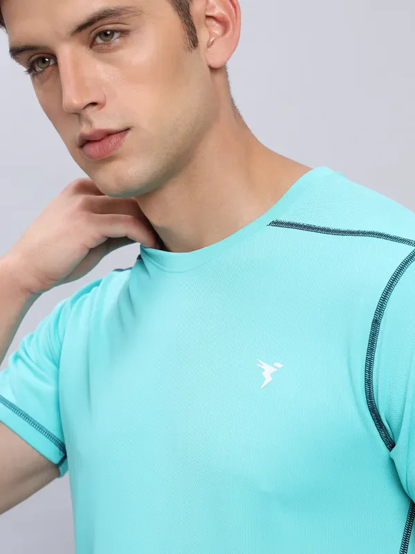 Men Solid Slim Fit Crew Neck T-shirt with TECHNO COOL+ - Image 8