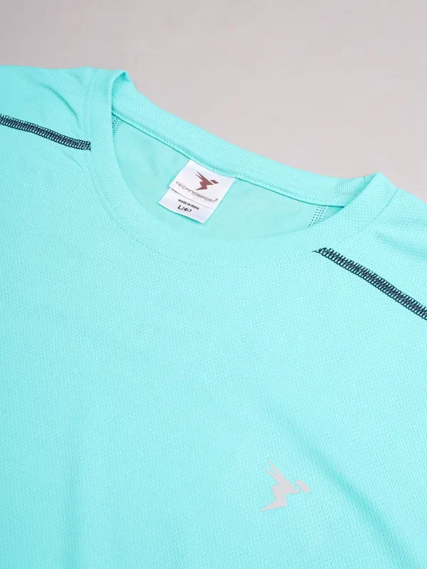 Men Solid Slim Fit Crew Neck T-shirt with TECHNO COOL+ - Image 9