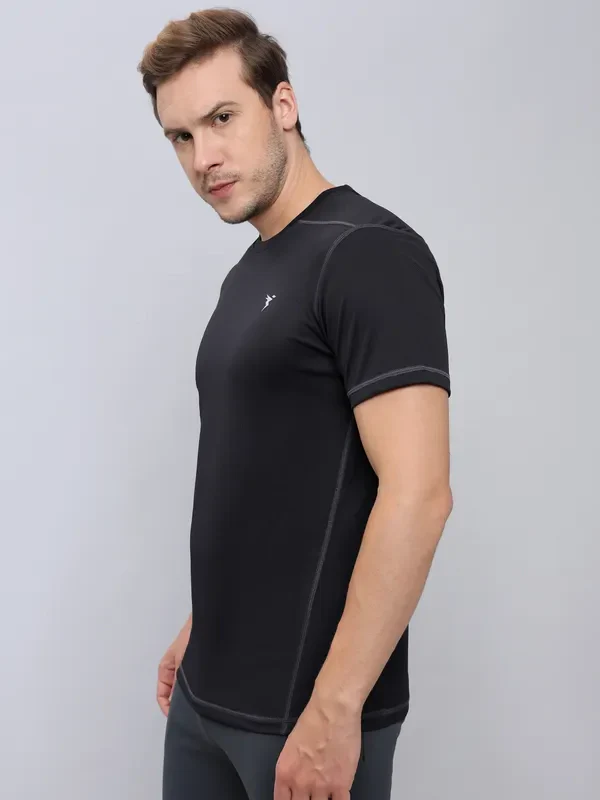 Men Solid Slim Fit Crew Neck T-shirt with TECHNO COOL+ - Image 5