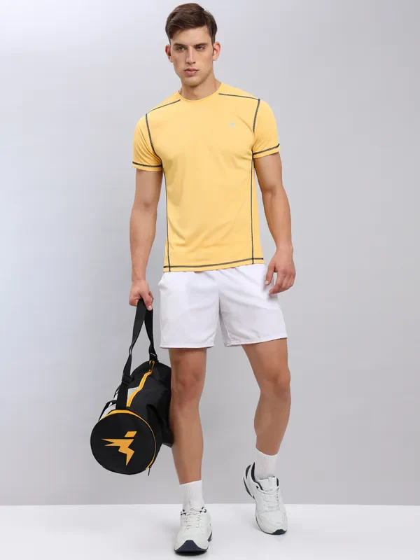 Men Solid Slim Fit Crew Neck T-shirt with TECHNO COOL+ - Image 2