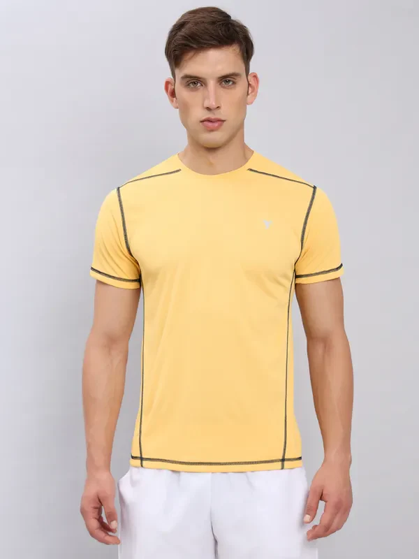 Men Solid Slim Fit Crew Neck T-shirt with TECHNO COOL+ - Image 4