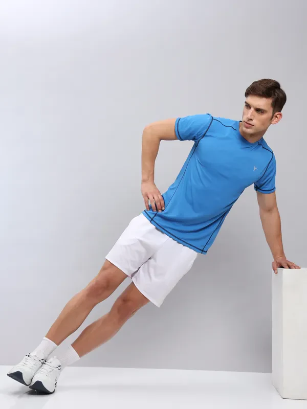 Men Solid Slim Fit Crew Neck T-shirt with TECHNO COOL+ - Image 4