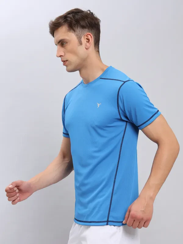 Men Solid Slim Fit Crew Neck T-shirt with TECHNO COOL+ - Image 5