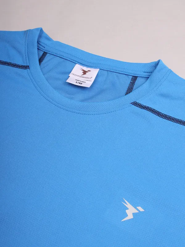 Men Solid Slim Fit Crew Neck T-shirt with TECHNO COOL+ - Image 7