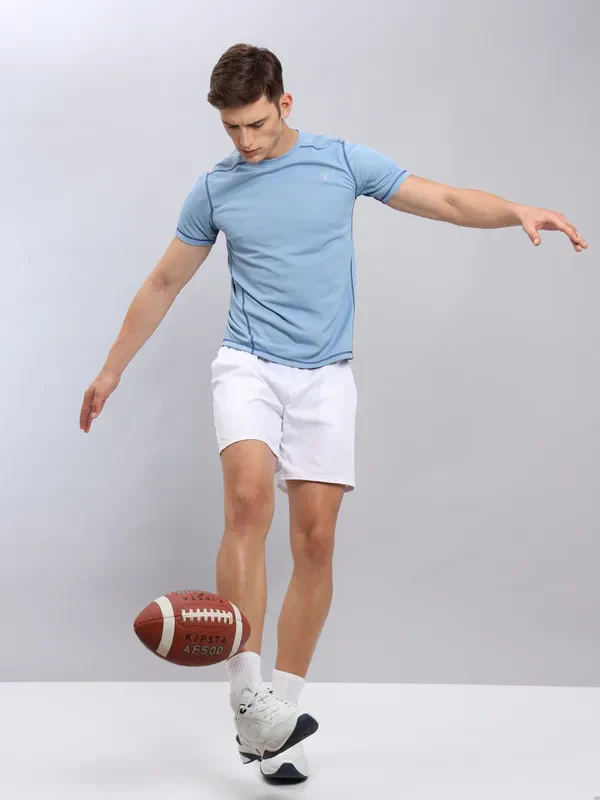 Men Solid Slim Fit Crew Neck T-shirt with TECHNO COOL+ - Image 2