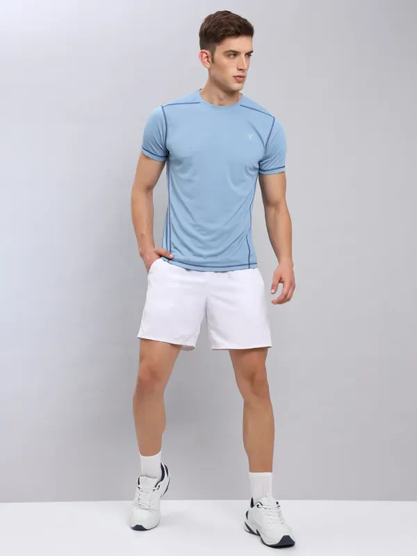 Men Solid Slim Fit Crew Neck T-shirt with TECHNO COOL+ - Image 6