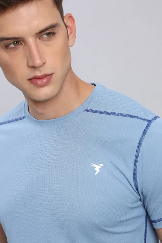 Men Solid Slim Fit Crew Neck T-shirt with TECHNO COOL+ - Image 8