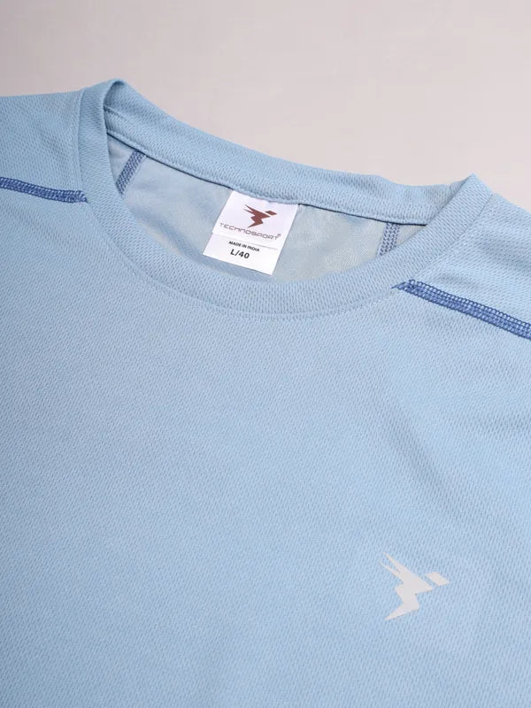 Men Solid Slim Fit Crew Neck T-shirt with TECHNO COOL+ - Image 9