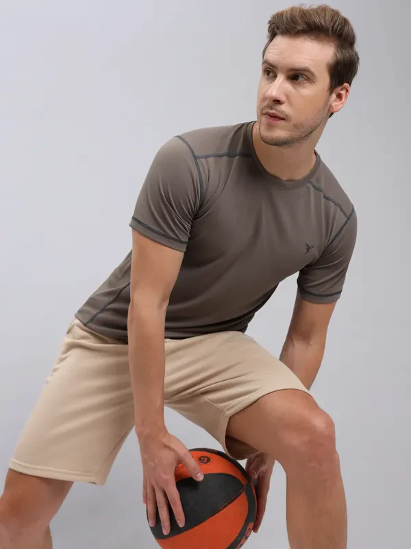 Men Solid Slim Fit Crew Neck T-shirt with TECHNO COOL+ - Image 2