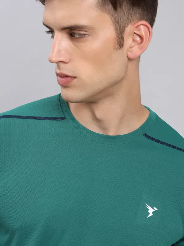 Men Solid Slim Fit Crew Neck T-shirt with TECHNO COOL+ - Image 6