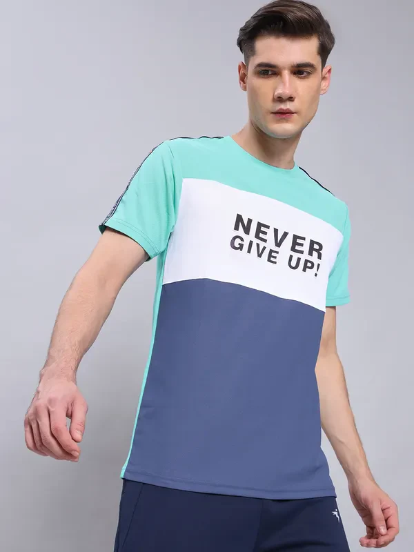 Men Colorblock Slim Fit Crew Neck T-shirt with MATPIQ - Image 7