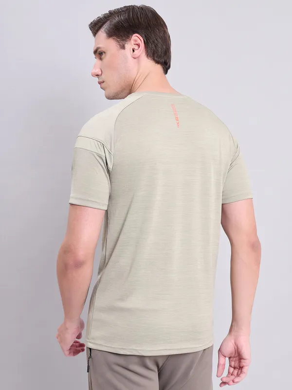 Men Melange Slim Fit Crew Neck T-shirt with TECHNO COOL+ - Image 3