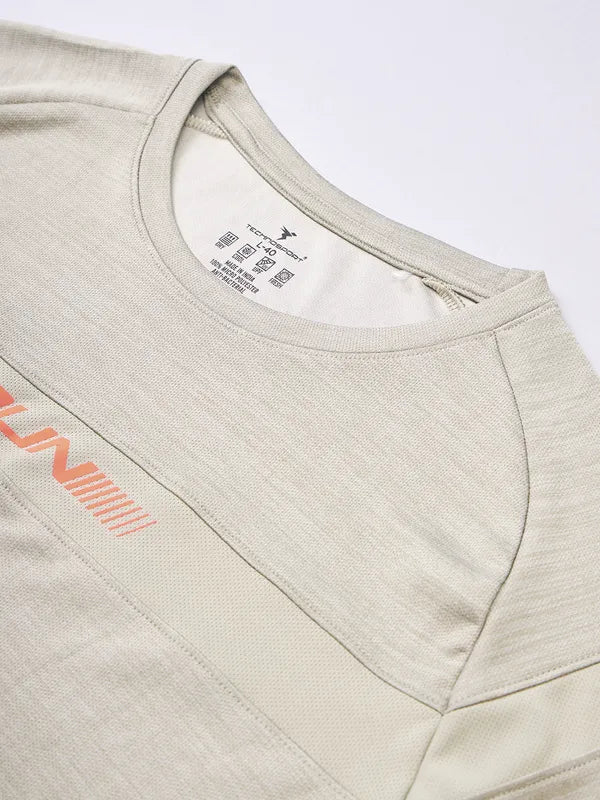 Men Melange Slim Fit Crew Neck T-shirt with TECHNO COOL+ - Image 7