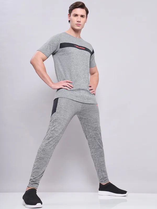 Men Melange Slim Fit Crew Neck T-shirt with TECHNO COOL+ - Image 2