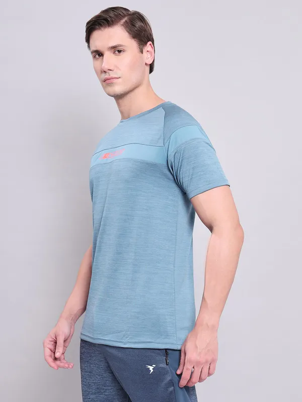 Men Melange Slim Fit Crew Neck T-shirt with TECHNO COOL+ - Image 3