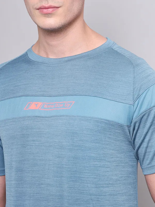 Men Melange Slim Fit Crew Neck T-shirt with TECHNO COOL+ - Image 6