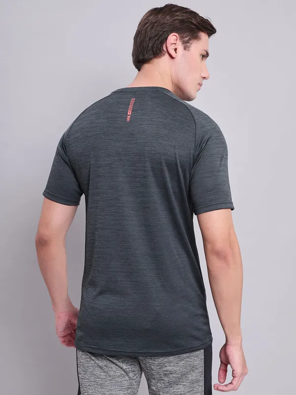 Men Melange Slim Fit Crew Neck T-shirt with TECHNO COOL+ - Image 5