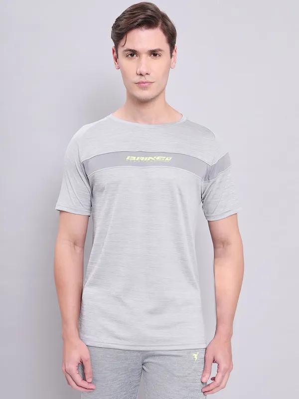Men Melange Slim Fit Crew Neck T-shirt with TECHNO COOL+ - Image 2