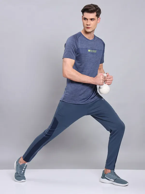 Men Melange Slim Fit Crew Neck T-shirt with TECHNO COOL+ - Image 2