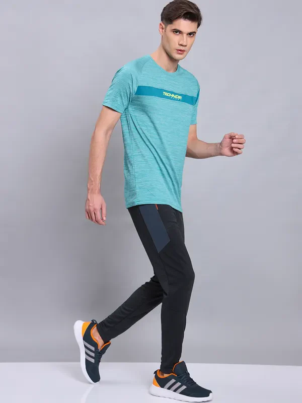 Men Melange Slim Fit Crew Neck T-shirt with TECHNO COOL+ - Image 2