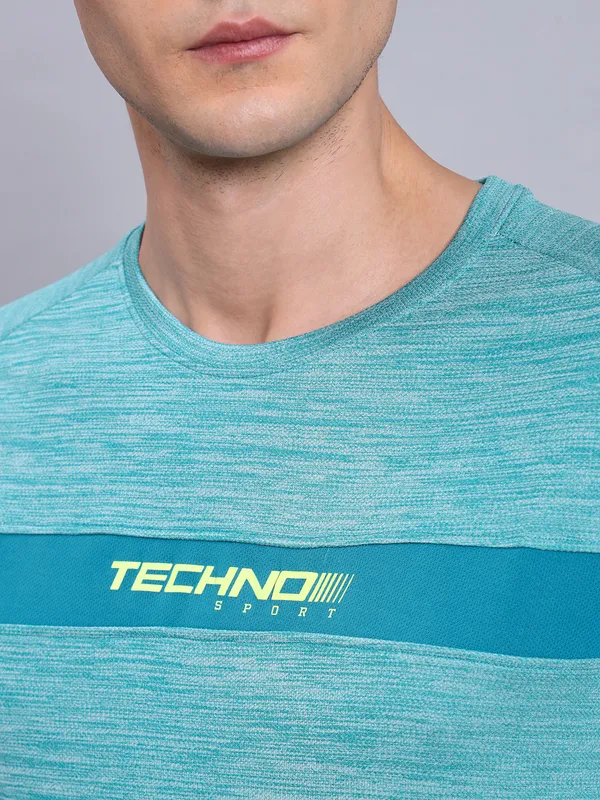 Men Melange Slim Fit Crew Neck T-shirt with TECHNO COOL+ - Image 4