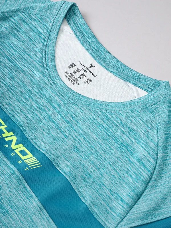 Men Melange Slim Fit Crew Neck T-shirt with TECHNO COOL+ - Image 9
