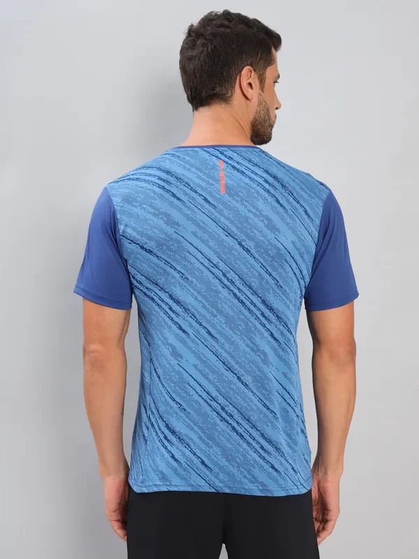 Men Self Design Slim Fit Crew Neck T-shirt with DOUBLE COOL - Image 4