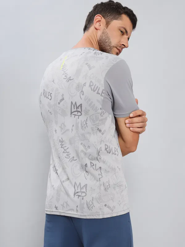 Men Self Design Slim Fit Crew Neck T-shirt with DOUBLE COOL - Image 3