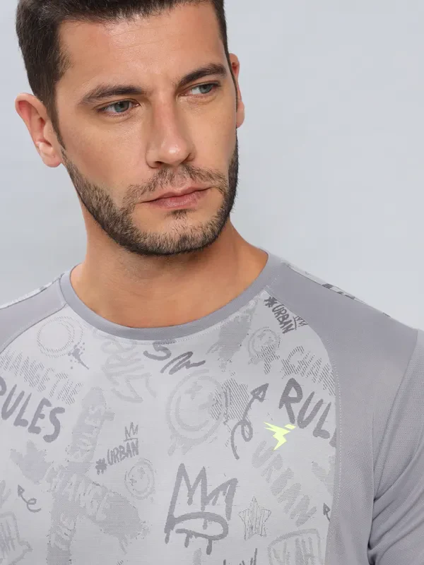 Men Self Design Slim Fit Crew Neck T-shirt with DOUBLE COOL - Image 5