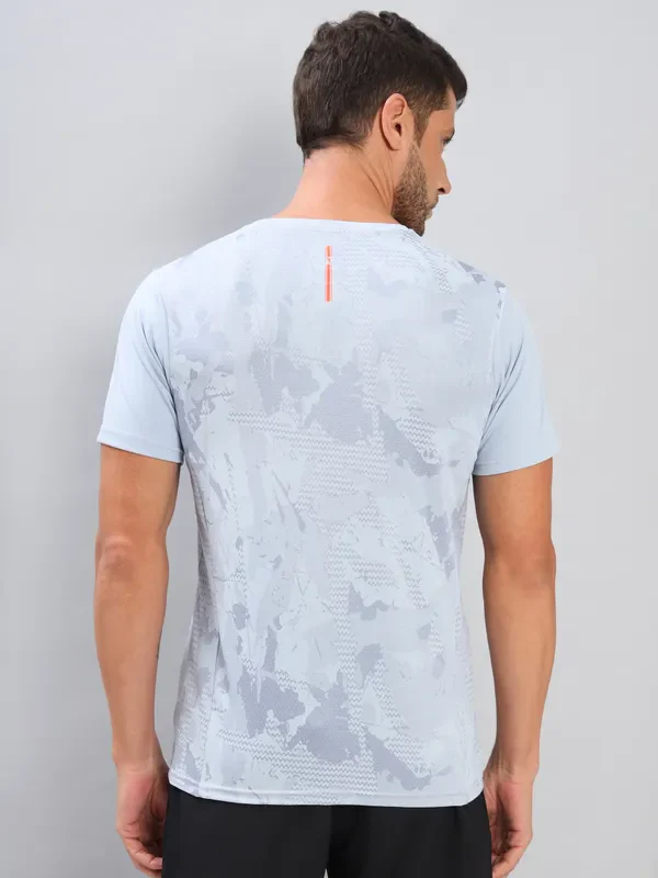 Men Self Design Slim Fit Crew Neck T-shirt with DOUBLE COOL - Image 3