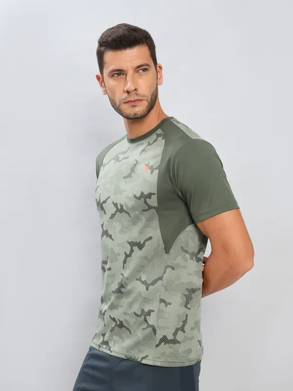 Men Self Design Slim Fit Crew Neck T-shirt with DOUBLE COOL - Image 5