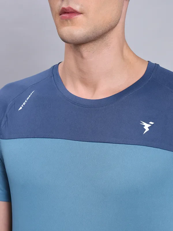 Men Colorblock Slim Fit Crew Neck T-shirt with TECHNO COOL+ - Image 6
