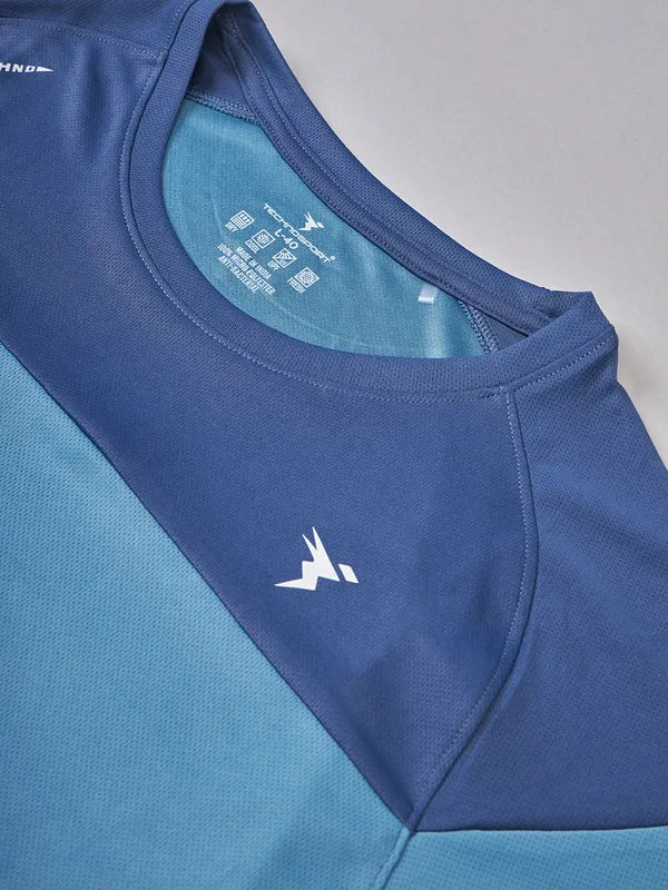 Men Colorblock Slim Fit Crew Neck T-shirt with TECHNO COOL+ - Image 8