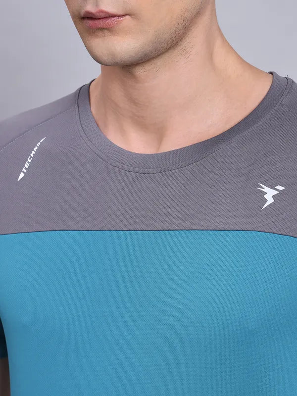 Men Colorblock Slim Fit Crew Neck T-shirt with TECHNO COOL+ - Image 6