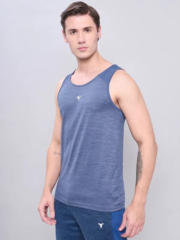Men Melange Slim Fit Scoop Neck Innerwear Vest with DOUBLE COOL