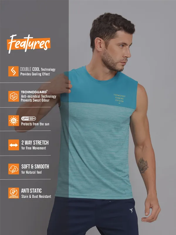 Men Melange Slim Fit Crew Neck Innerwear Vest with DOUBLE COOL - Image 2