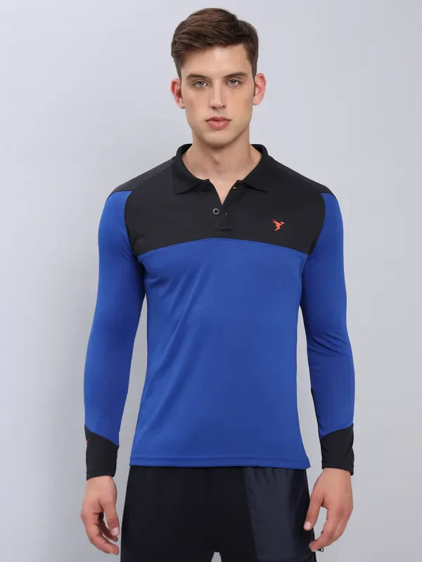 Men Colorblock Slim Fit Polo T-shirt with TECHNO COOL+