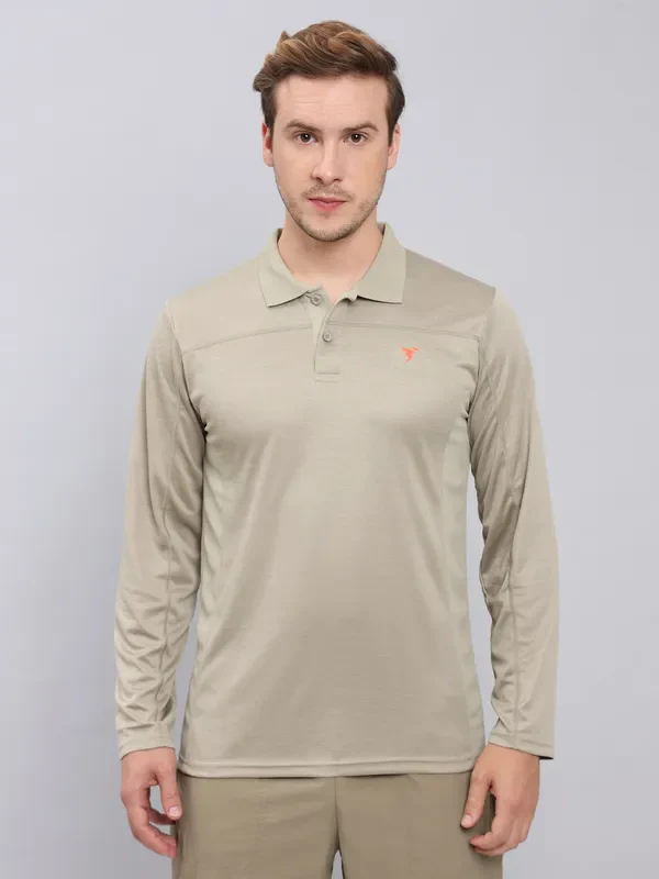 Men Melange Slim Fit Polo T-shirt with DOUBLE COOL