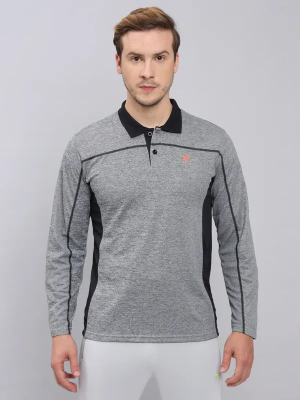 Men Melange Slim Fit Polo T-shirt with DOUBLE COOL