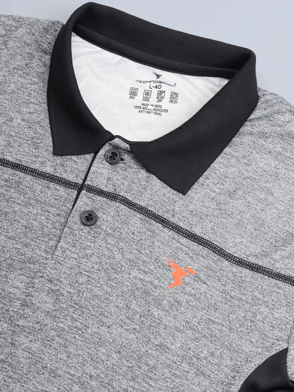 Men Melange Slim Fit Polo T-shirt with DOUBLE COOL - Image 7