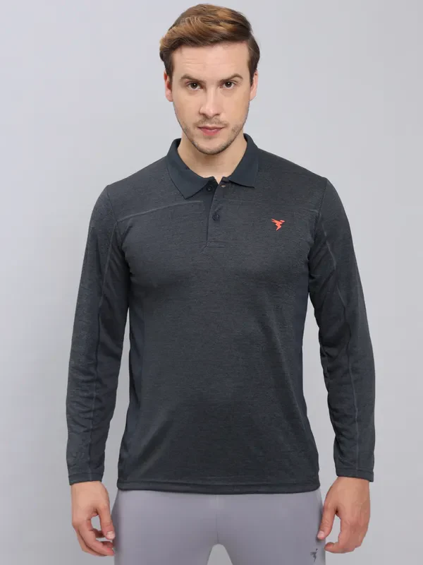 Men Melange Slim Fit Polo T-shirt with DOUBLE COOL